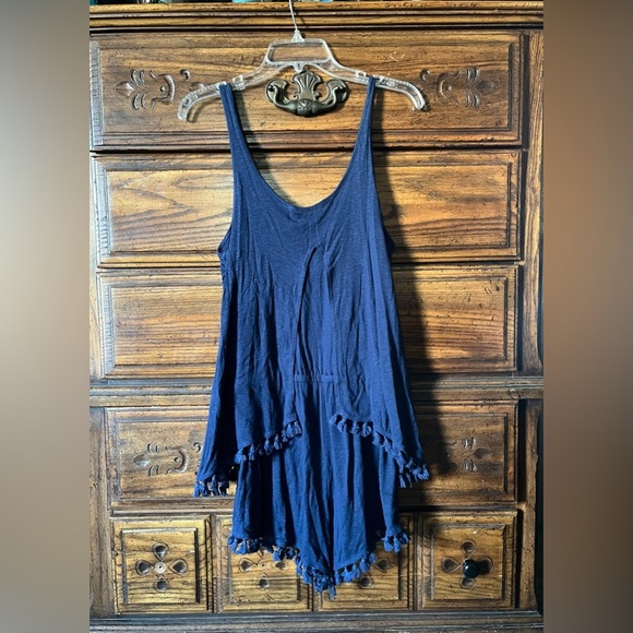 Michael Stars Blue Tank Top Romper with Tassels - Picture 5 of 8